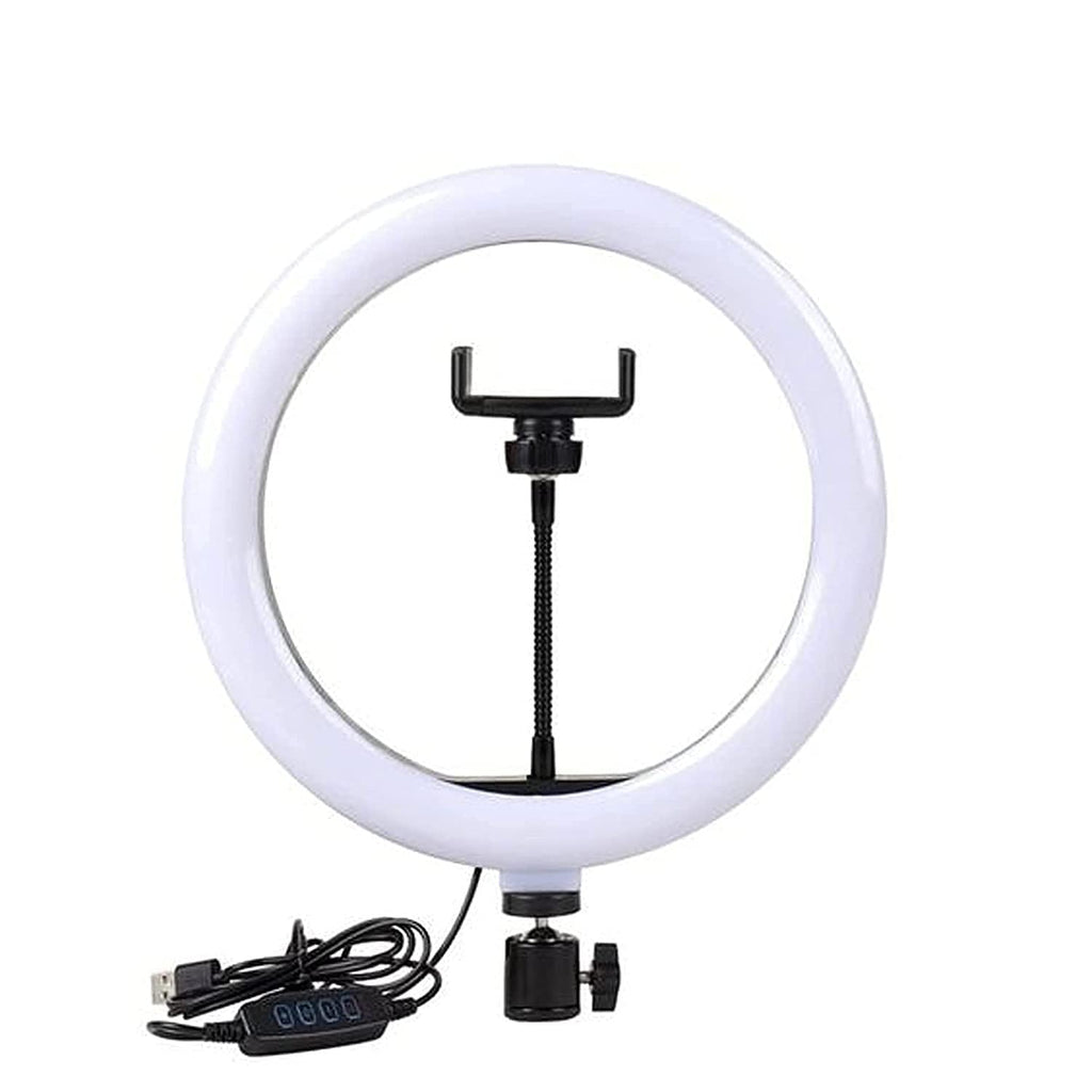 10 Inch LED Ring Light with 3 Level Brightness Dimmable Lighting for Vlogging , You Tube Video , Photo Shoot Live Streaming & Makeup Compatible with All Smart Phones & Cameras
