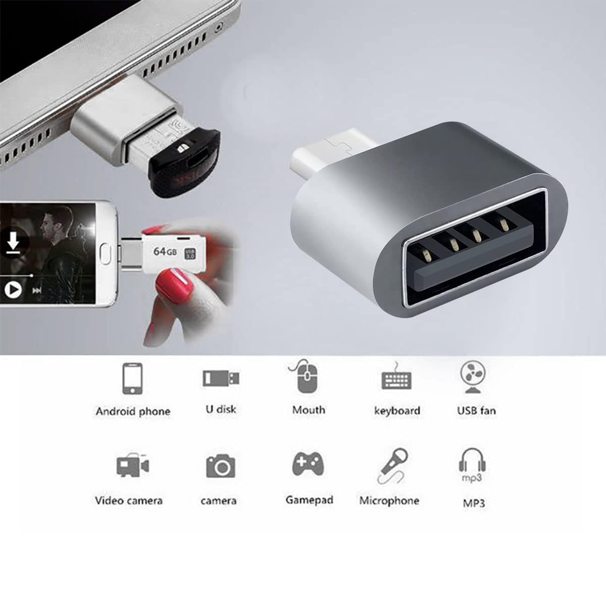 Random; USB Type A Female 3.0 to Micro OTG (Multicolor)