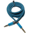 One meter of braided nylon transton aux cable, 3.5 mm male to 3.5 mm male