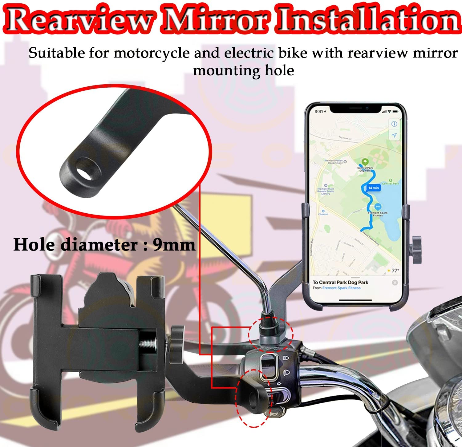 Verson 2.0 Metal Body 360 Degree Rotating Mirror Cradle Stand Universal Handlebar Bike Mount Holder Compatible with All Smartphones for Bicycles, Motorcycles, and Scooters
