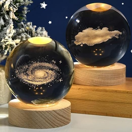 Original - Astronomy lovers may decorate their homes with the Scentilo 3D Galaxy Crystal Ball Nightlight Decorlamp, which features a touch base and colorful LED lighting.