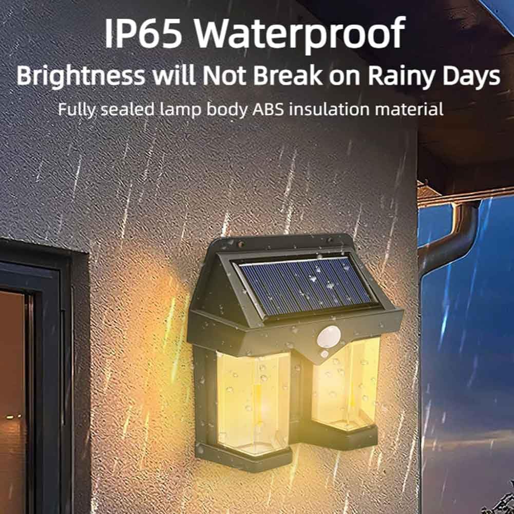 color sync-WIDEWINGS Solar Wall Lights Outdoor, Waterproof Exterior Lighting(2, Wall LAMP), Wireless Dusk to Dawn Porch Light Fixture, Solar Wall Lantern with Three Modes & Motion Sensor