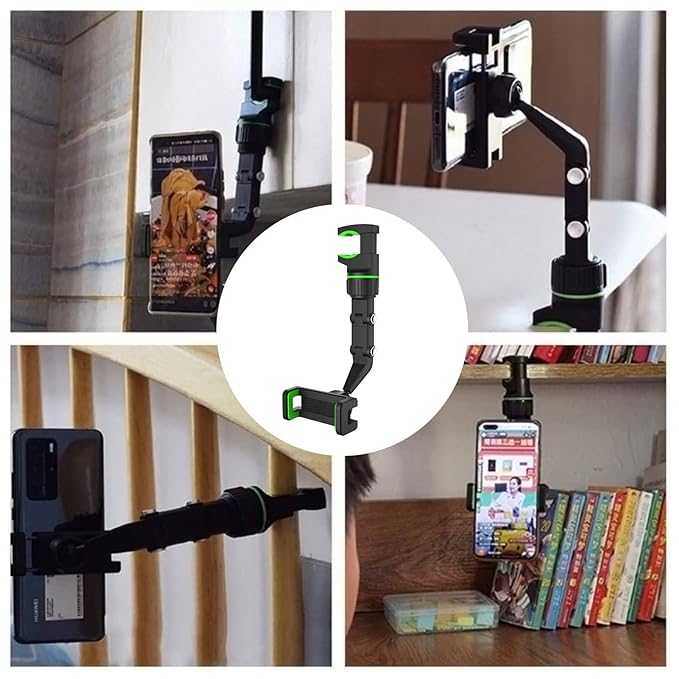 360° rotating phone stand with multiple uses for cars and rearview mirrors