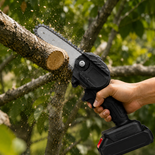 48V Cordless Mini Chainsaw – 15CM Guide Bar | 2 Batteries Included