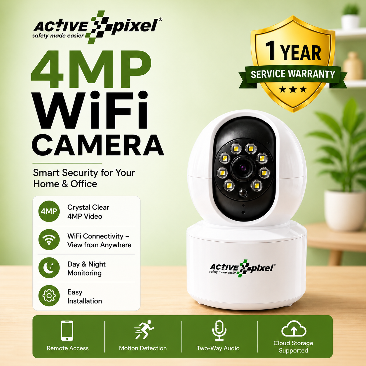 ActivePixel 4MP Smart Security Wifi Camera