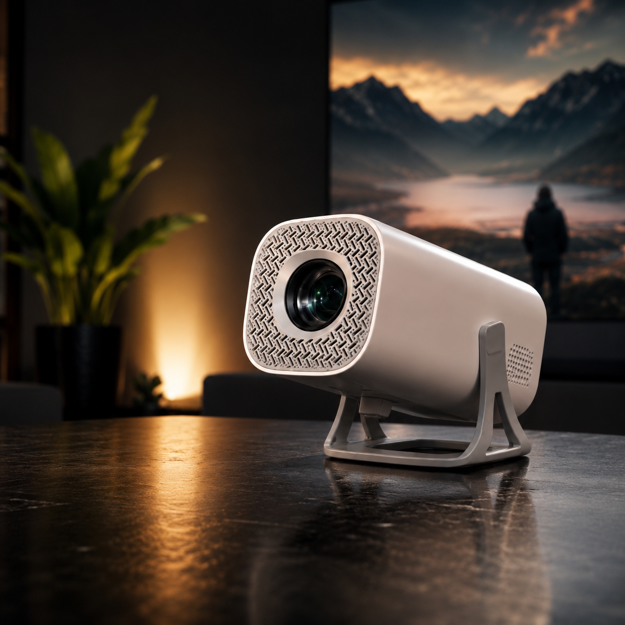 Mini Smart Android Portable Projector With 4K Decoding FHD Display