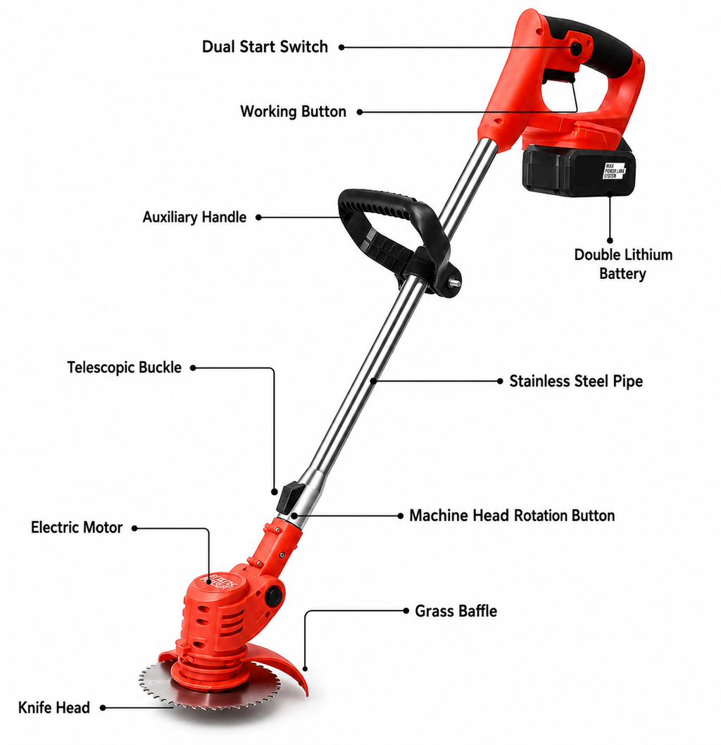Electric Grass Cutter with Dual Battery 24Vf – High-Power Brush Cutter for Garden & Farm Use