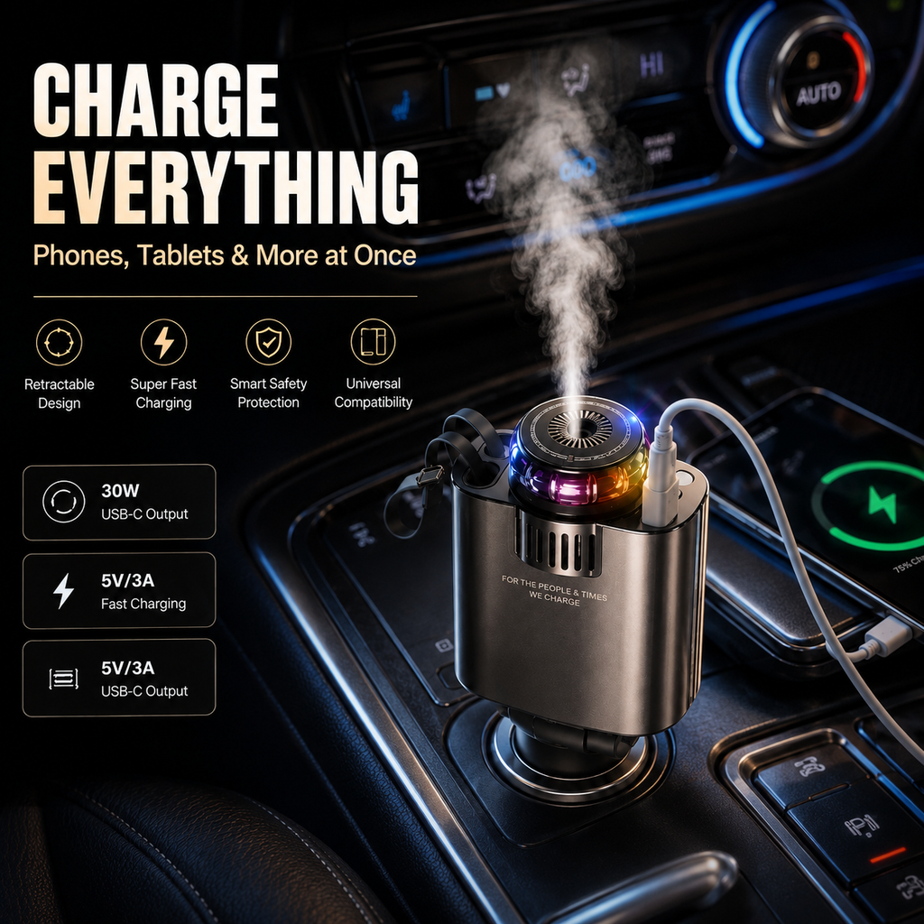 5 in 1 Fragrance Car charger/ Starlight Car Charger Starry Sky Ambient Light Compatible with iPhone & Android