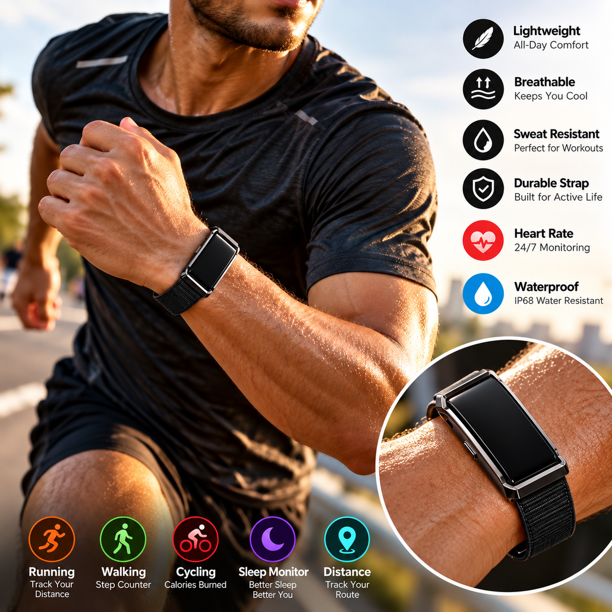 WHOOF® Smart Fitness Band with Dual Sensors & Activity Tracking