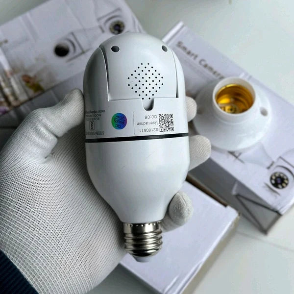 Smart WiFi Bulb Security Camera | 360° Panoramic View | Night Vision | Motion Detection | Two-Way Audio | CCTV