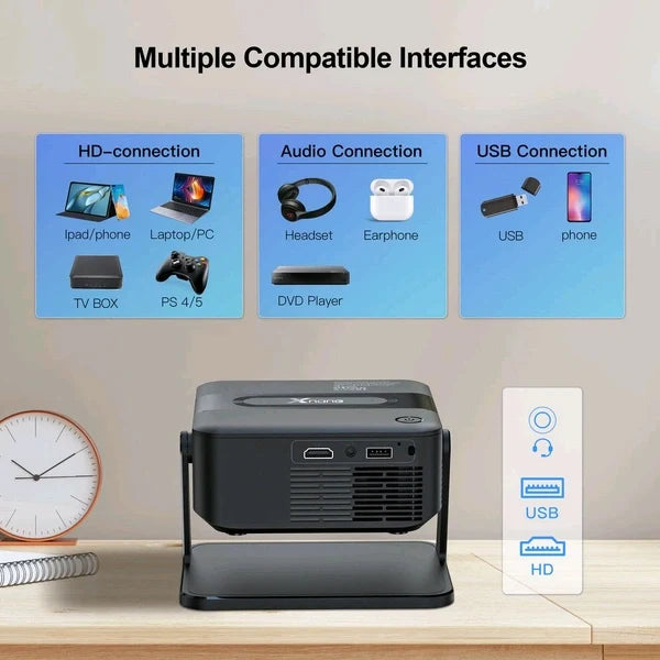 Xnano Mini Portable Projector 4K Support | HDMI Home Cinema Projector | Compact & Adjustable