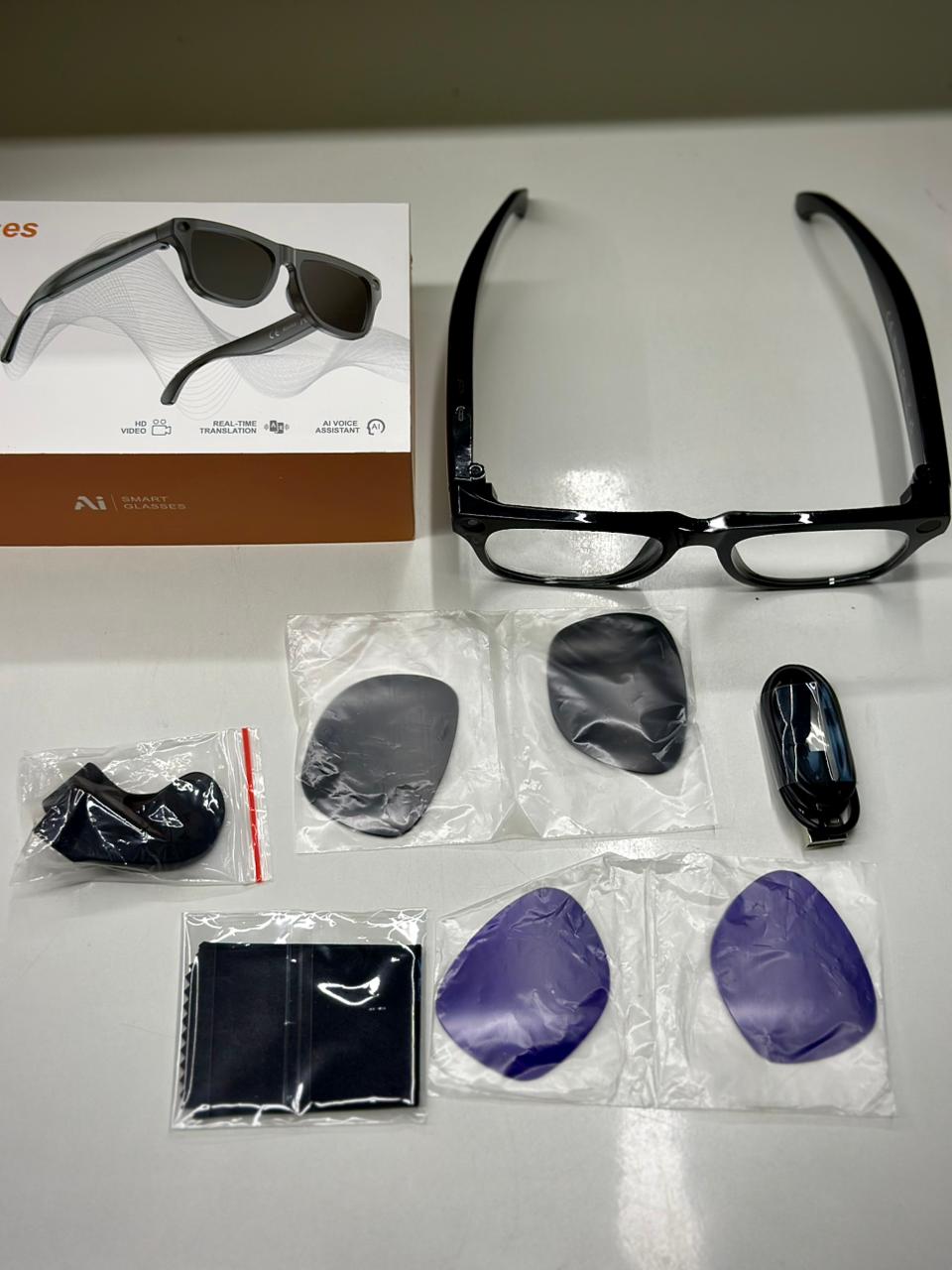 AI Smart Glasses with HD Camera & Voice Features, 3 Lens Set | Bluetooth | Hands-Free Experience