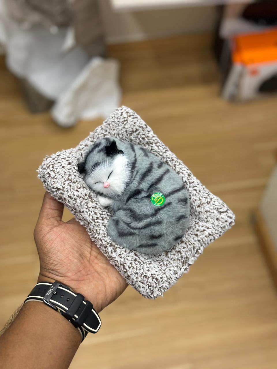 Sleeping Cat Car Dashboard Toy – Cute Plush Showpiece with Soft Faux Fur, Realistic Design & Perfect for Car, Home, Office, and Gifting