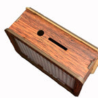 Wooden Money Box, Coin Box with Carved Design for Kids/Children, Cash Vault Wooden Savings Box