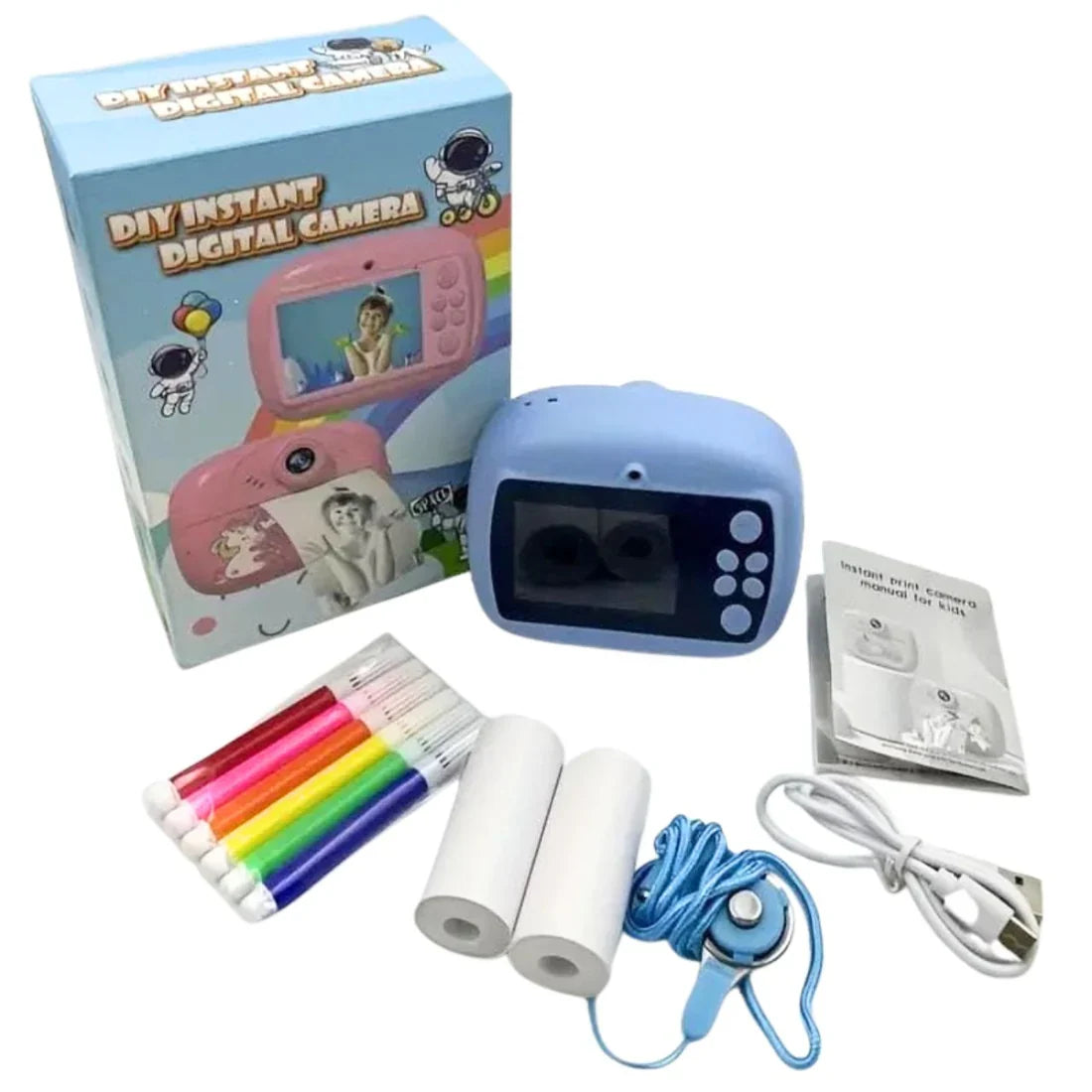 Case Creation Kids Instant Print Camera Video with Games, Thermal Printer, 2 Print Rolls, USB Charging, 48MP Children Digital Camera, Gift for Boys & Girls Age 3–16