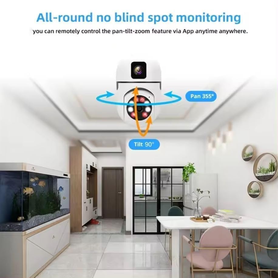 Bulb wifi dual camera / Dr Vision Dual Lens WiFi Smart Light Bulb Camera for Home | Full HD | Color Night Vision | Two Way Audio | Wireless Indoor Security Camera with Mobile App V380 Pro (Dual Lens Light Camera)