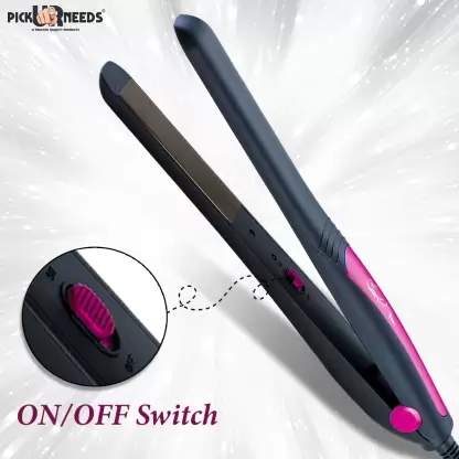 Tech-nova-Select Your Needs Excellent Professional 40W Ceramic Plate Hair Straightener with Fast 30 Second Heat Cycle (Black + Pink)