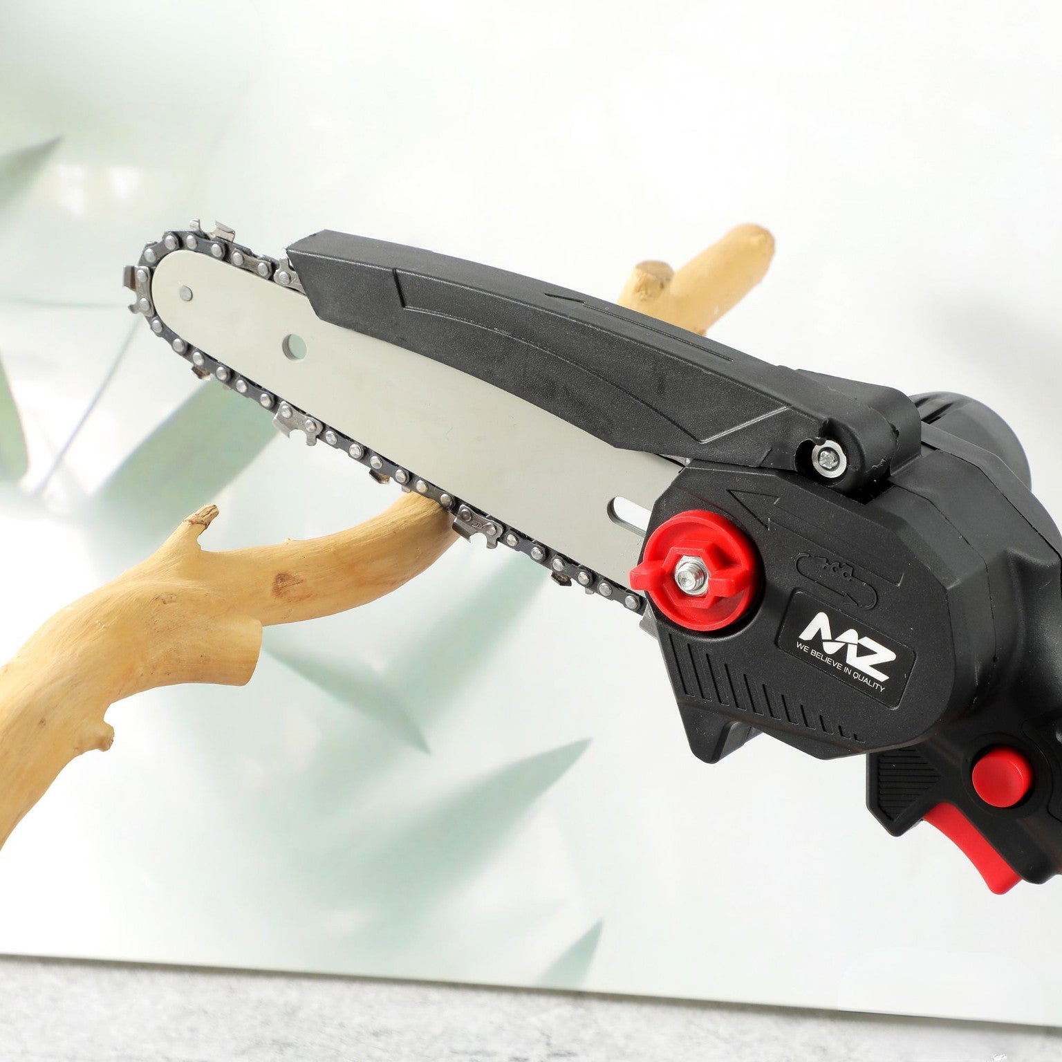 MZ CS72 (PORTABLE MINI CHAINSAW) Multipurpose Electric Efficient Cutting Tool with 15.24 cm Guide Bar & 1200mAh Battery Cordless Chainsaw